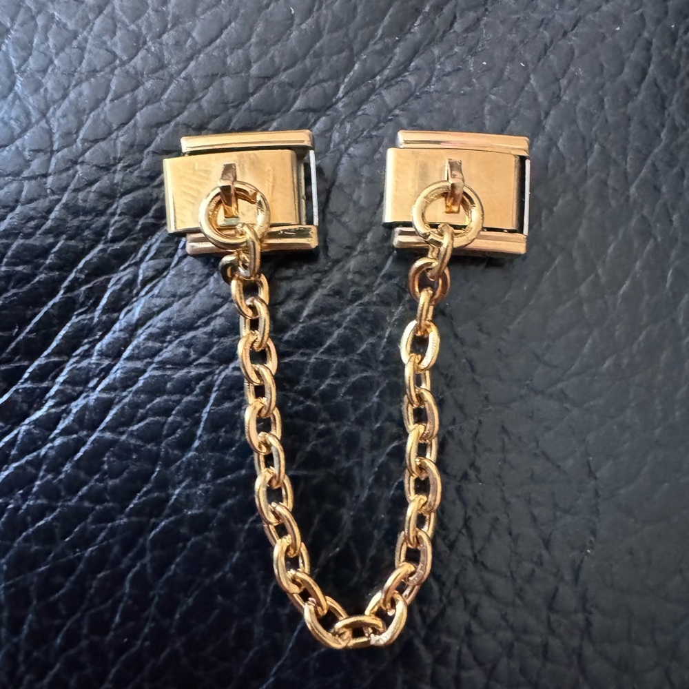Gold-Tone Punk Rock Double-Link Italian Charm with Chain – 9mm Statement